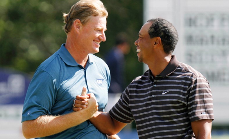 Haraldur og risameistarinn Erne Els í sama móti í S-Afríku