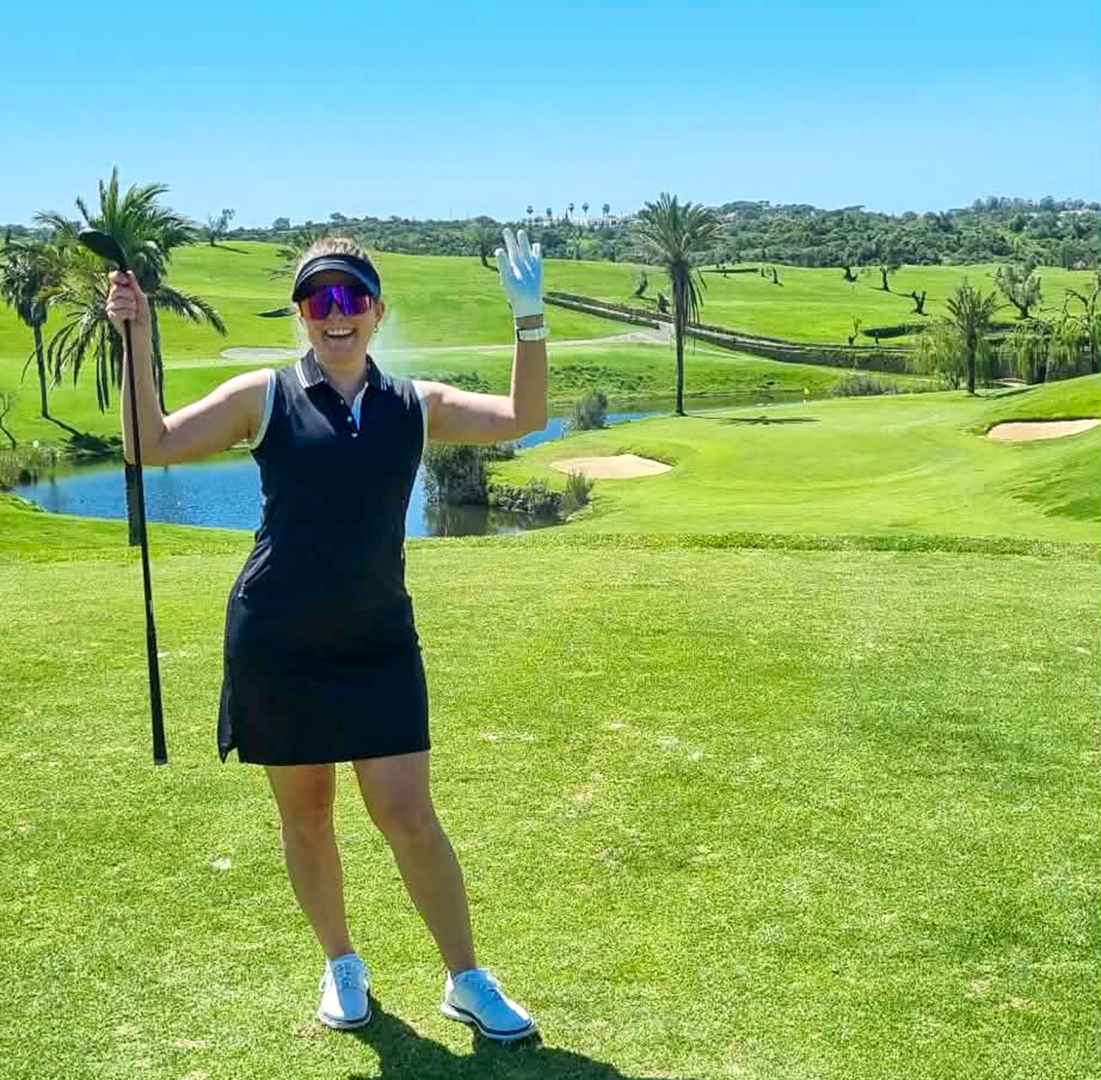 Flott högg með 5-trénu skilaði boltanum í holu hjá Jónínu í Portúgal